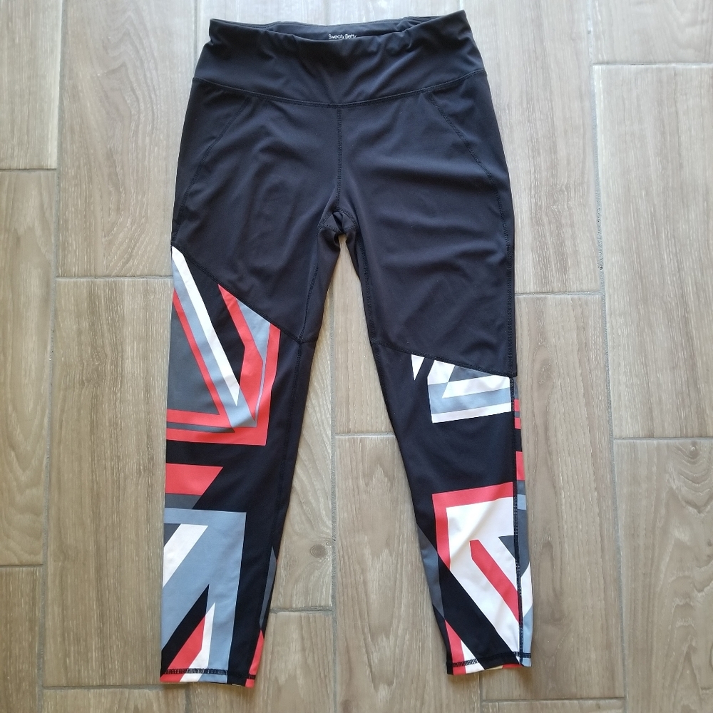 Sweaty Betty Black and Red Geometric Leggings